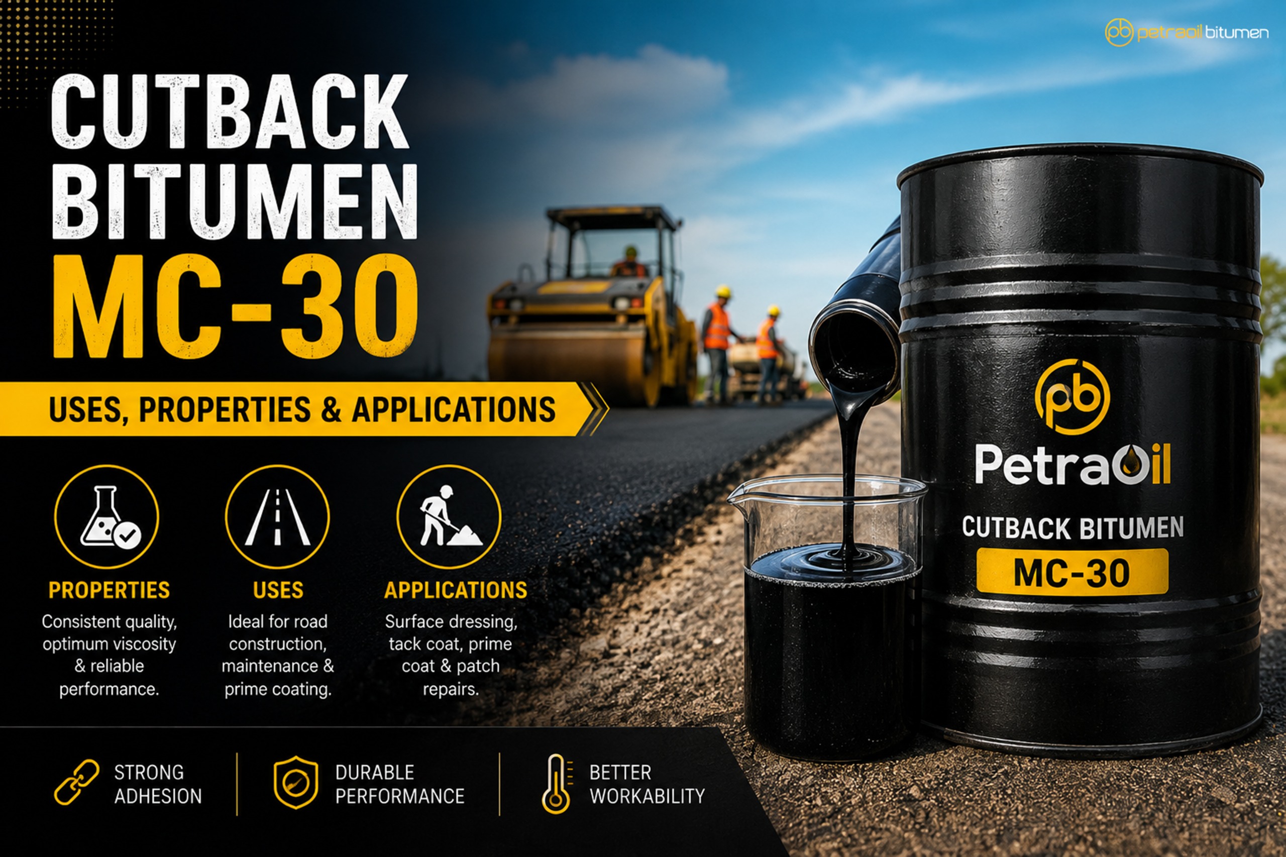 What is MC-30 Cutback Bitumen? Applications, Uses and Properties