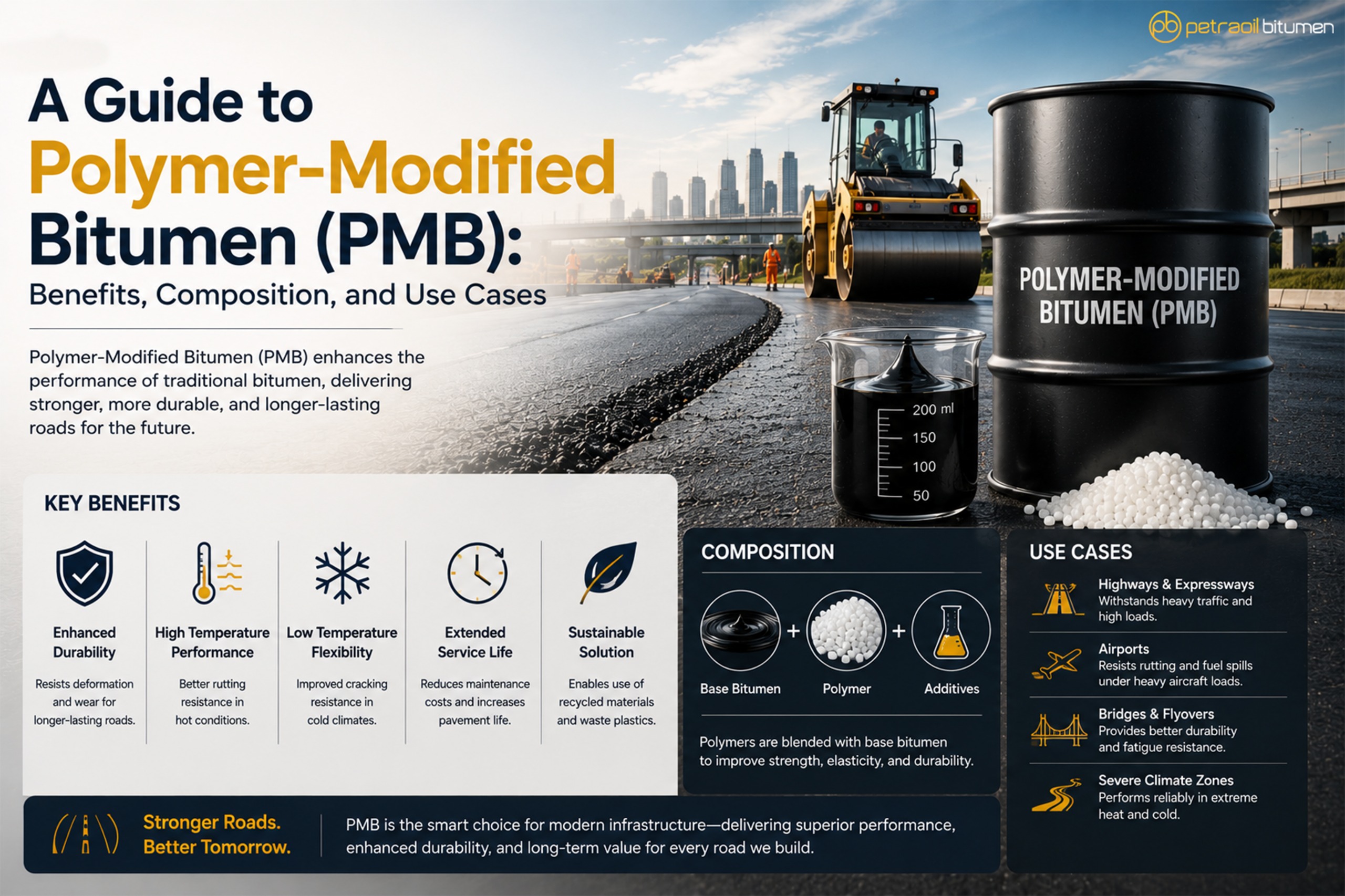 A Guide to Polymer-Modified Bitumen (PMB): Benefits, Composition, and Use Cases