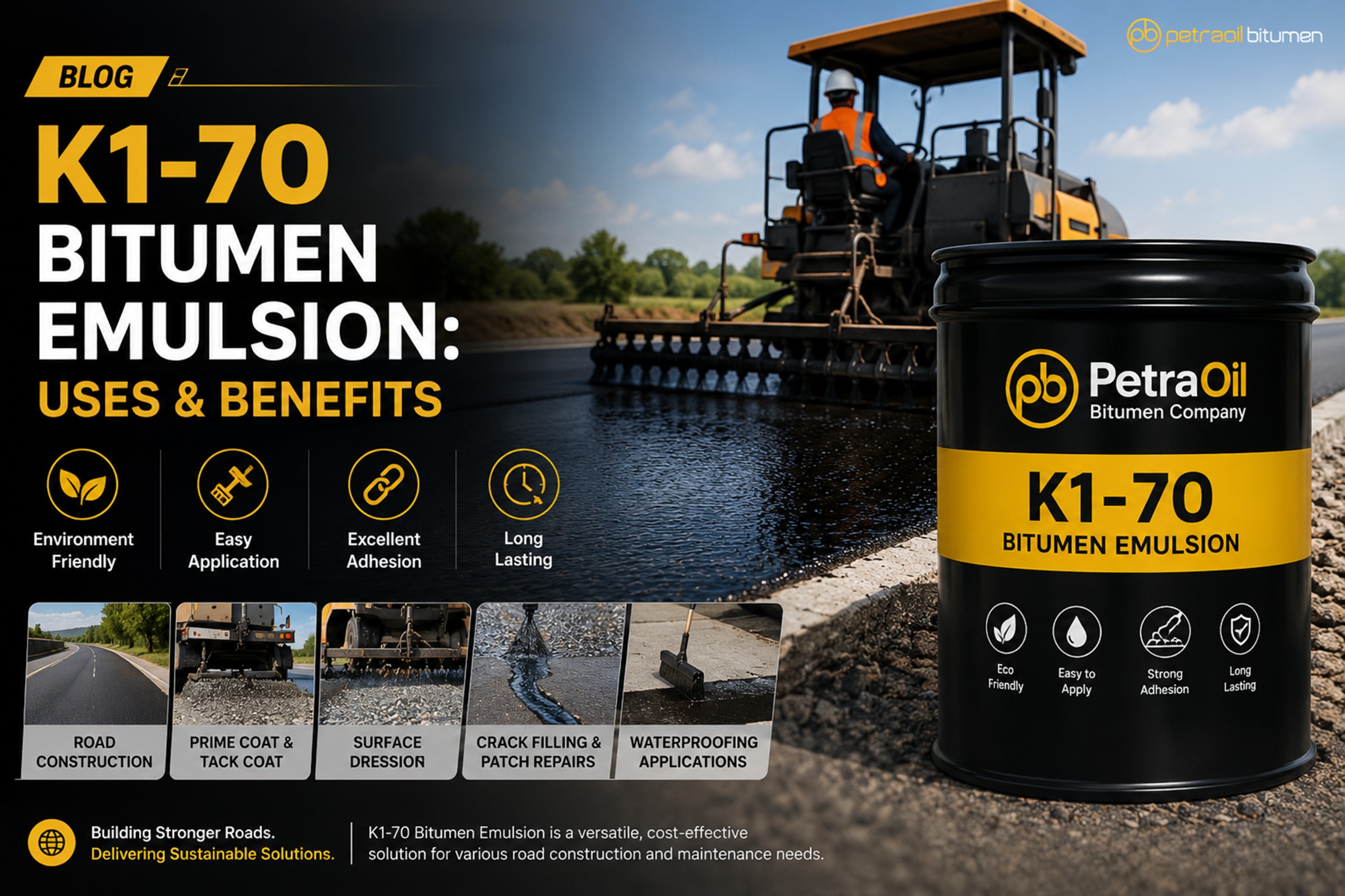 K1-70 Bitumen Emulsion: Applications, Benefits & Uses in Road Construction
